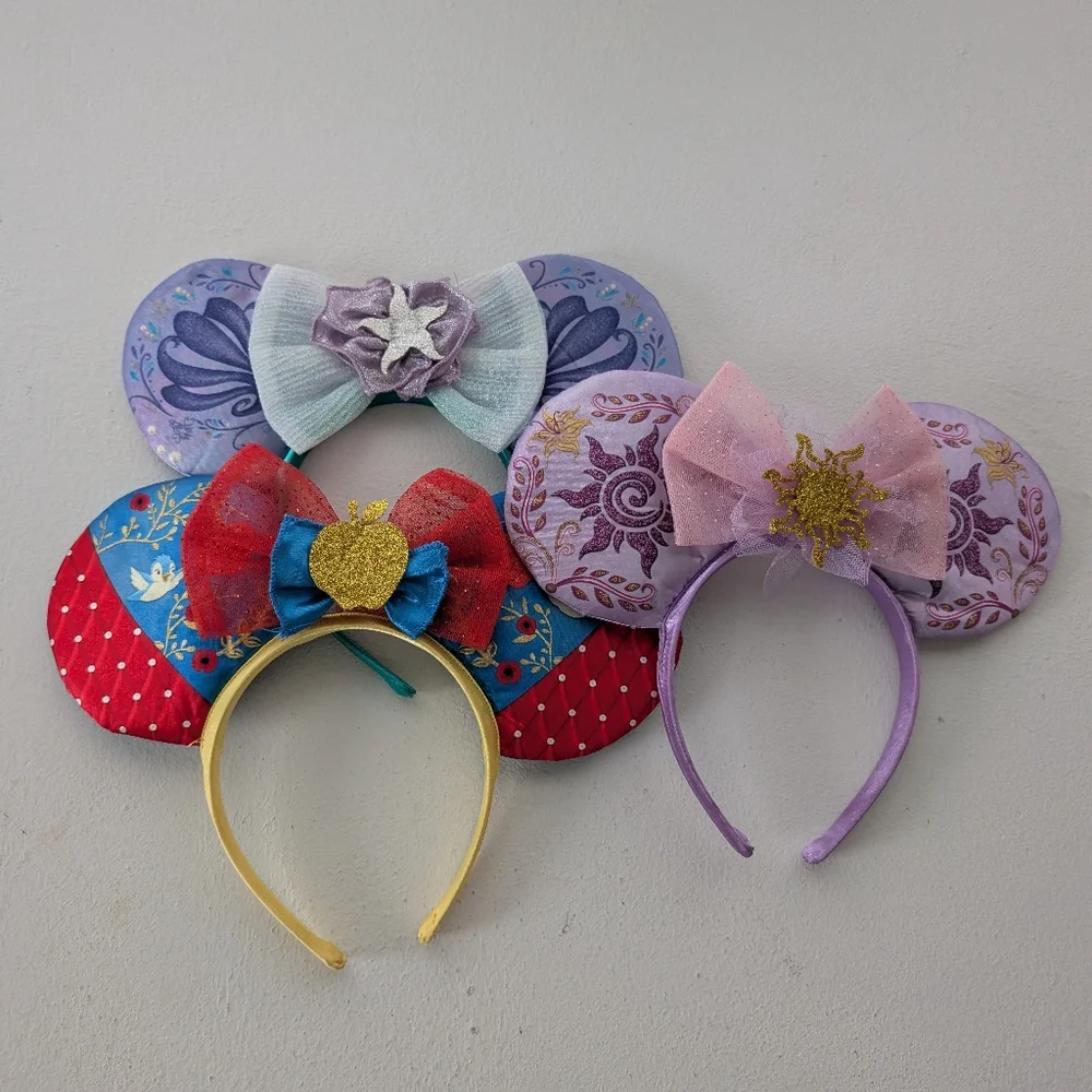 Disney Princess Minnie Mouse Ears Headband Lot Snow White Rapunzel Ariel Costume